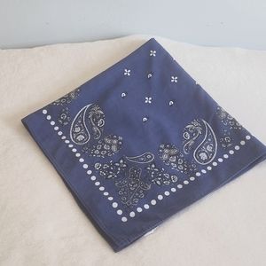 Western Cotton Scarf Women's Royal Blue , 20 inX 21 in. Border of White Dots.